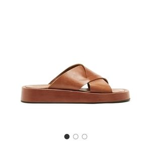 Size 39 Sister x Soeur Fergie Platform Tan Leather Slide Sandals